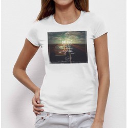 T-shirt femme original on the road again #vanlife