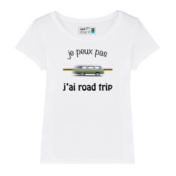 Tshirt femme je peux pas, j'ai road trip combi Volkswagen