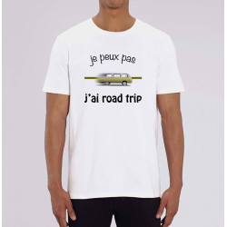 T-shirt homme je peux pas, j'ai road trip combi jaune